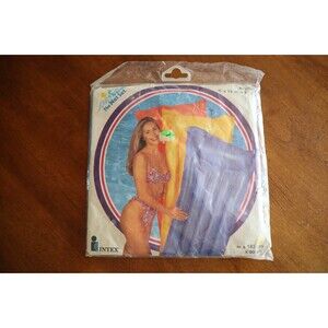 Vintage INTEX Inflatable Pool Float 72" x 27" Blue Wet Set Air Mat New 1990s